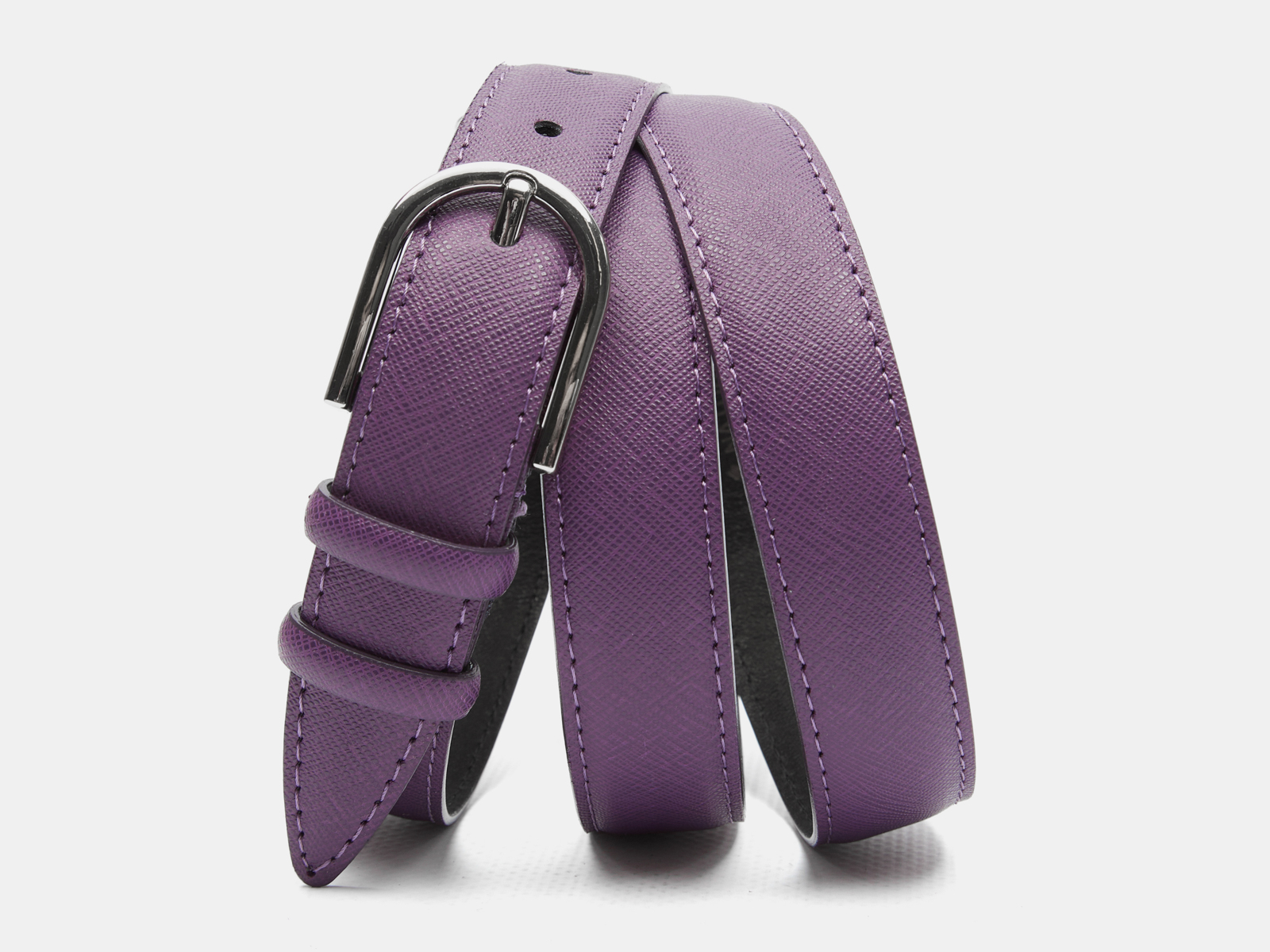 Кожаный фиолетовый женский джинсовый ремень B25-268