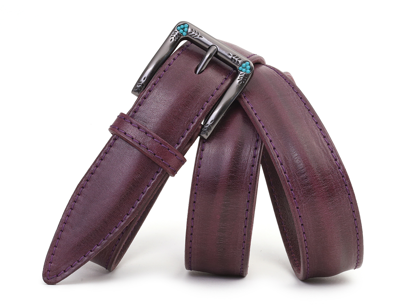 Кожаный фиолетовый женский джинсовый ремень B35-72