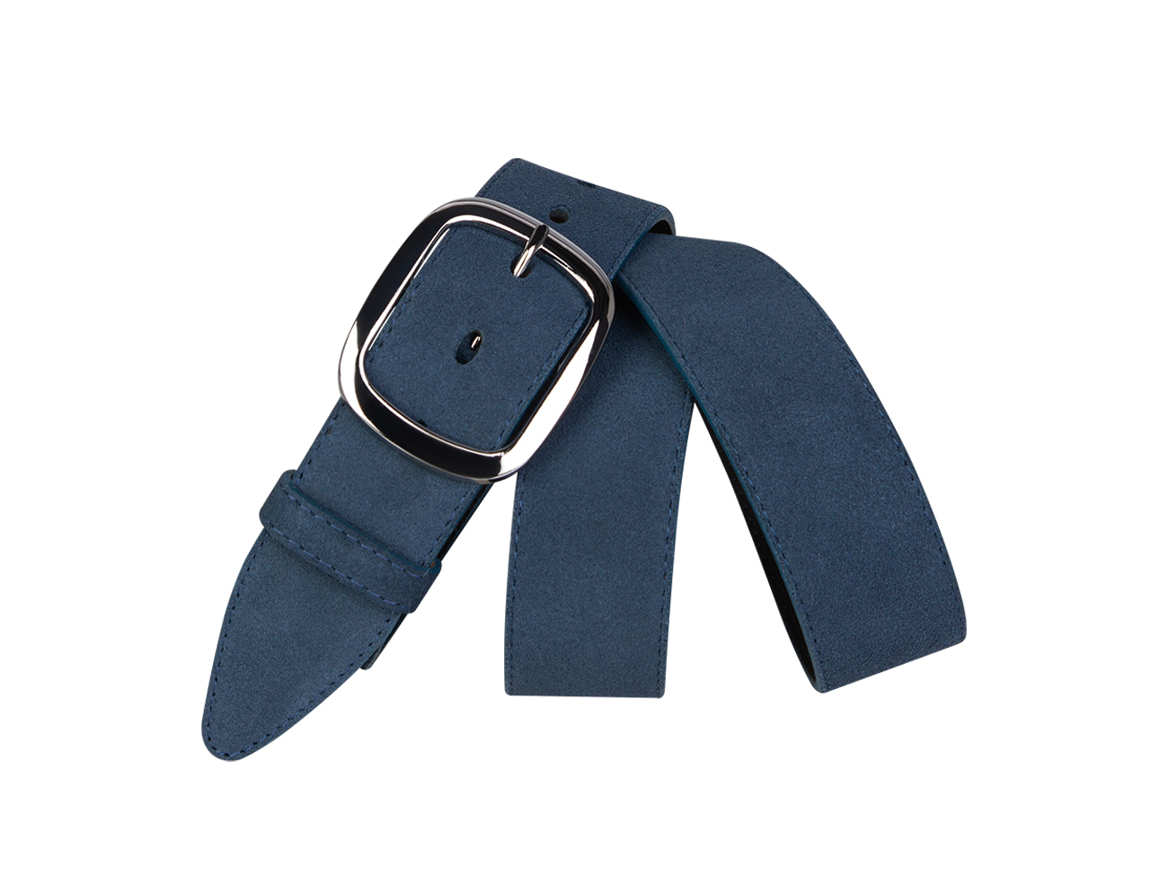 Кожаный синий женский джинсовый ремень B40-1125 вид 1