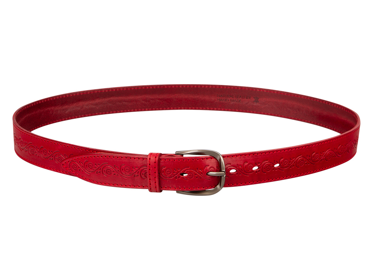 Кожаный красный женский джинсовый ремень B40-1298