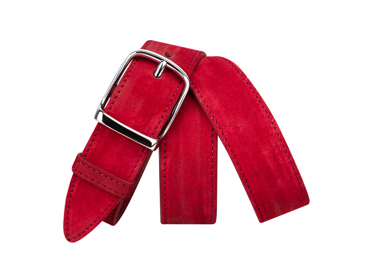 Кожаный красный женский джинсовый ремень B40-1307 вид 1