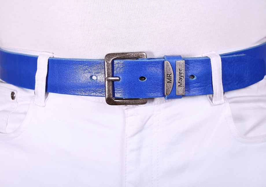 Кожаный синий мужской джинсовый ремень B40-184