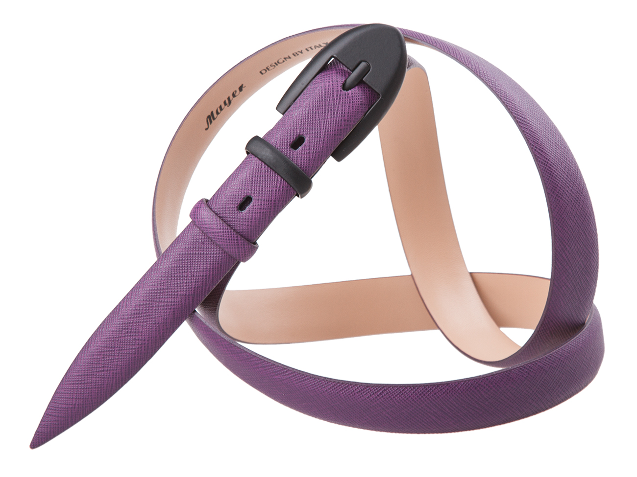 Кожаный фиолетовый женский узкий ремень DS20-60