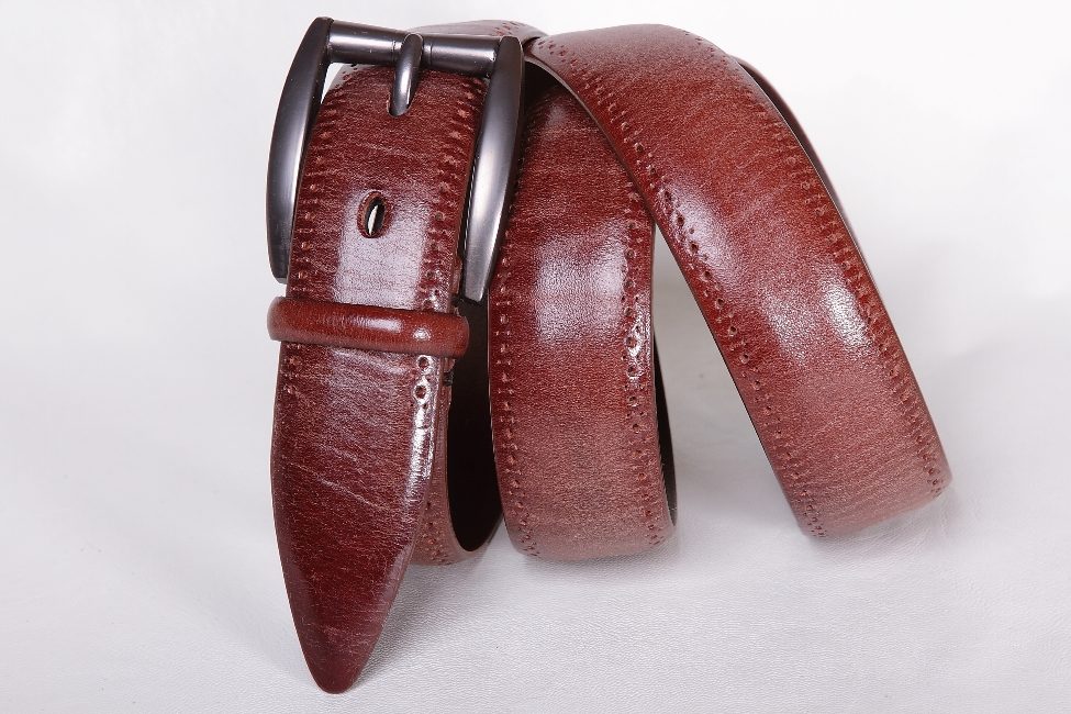 Кожаный коричневый ремень ручной работы SPR35-01