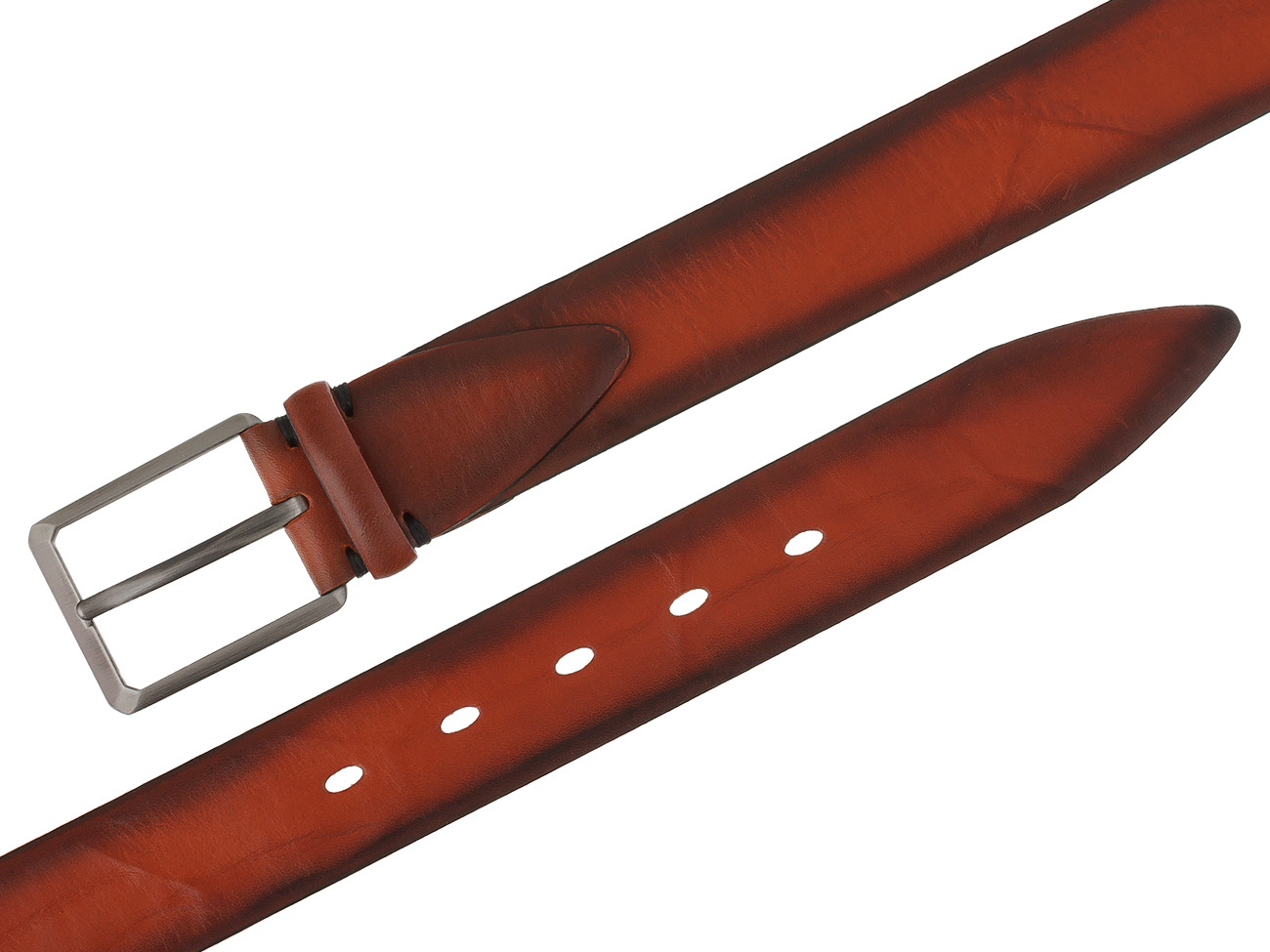 Кожаный рыжий ремень ручной работы SPR35-31