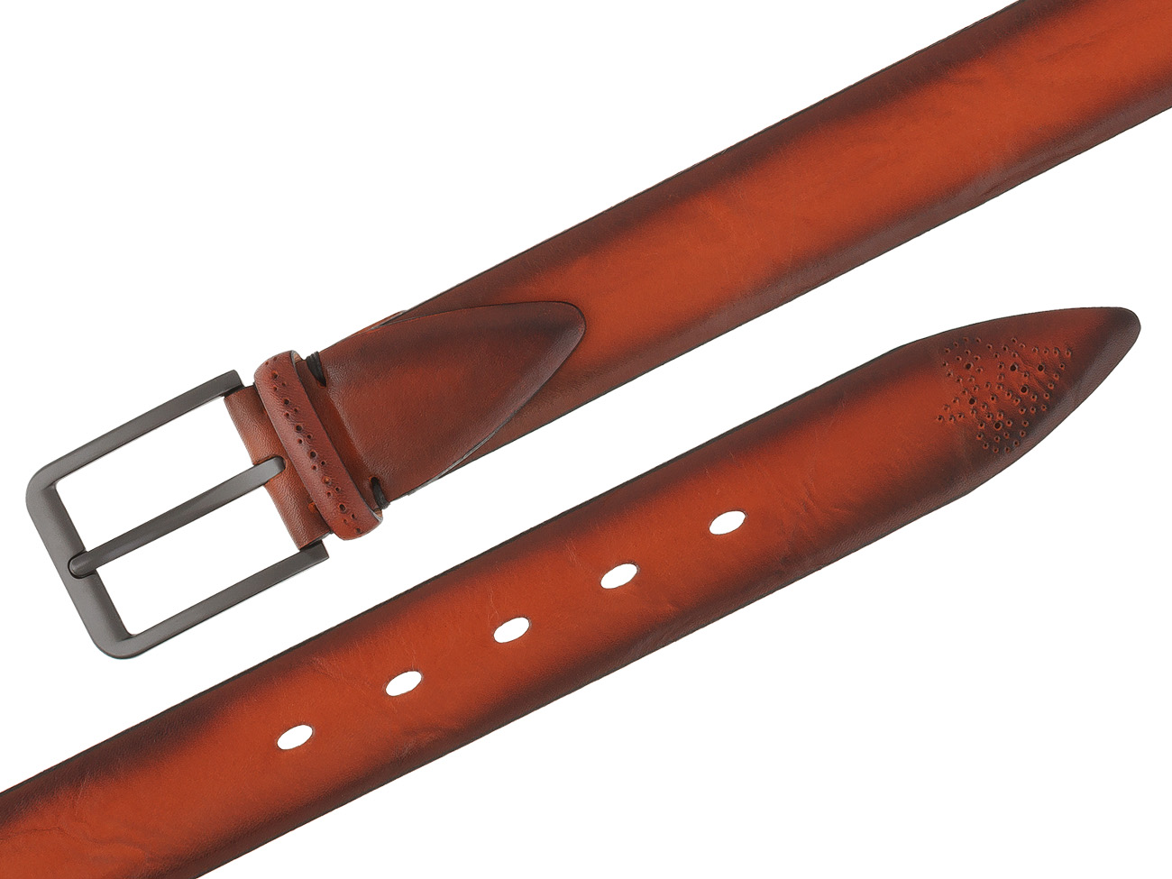 Кожаный рыжий ремень ручной работы SPR35-40