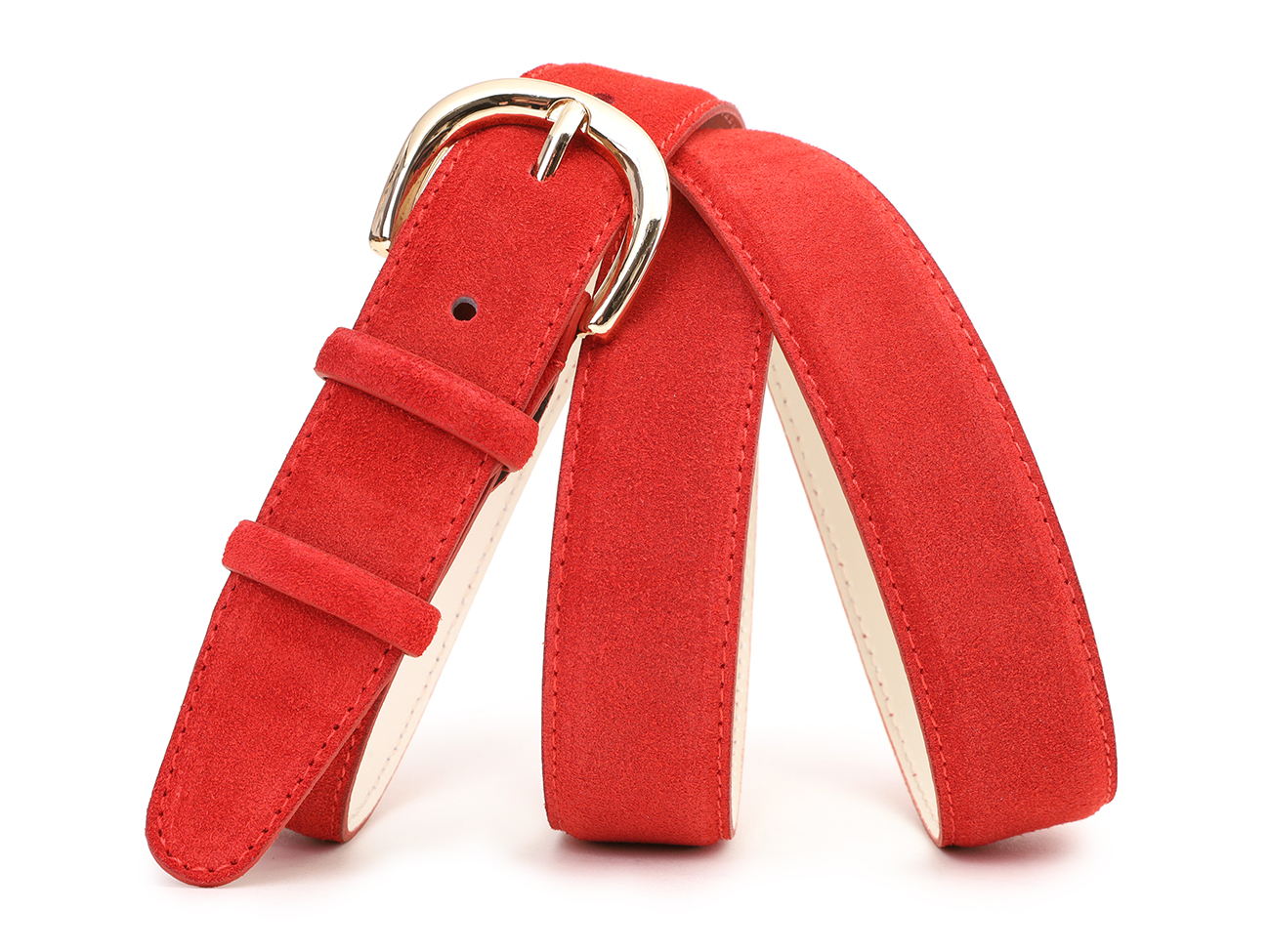 Кожаный красный женский джинсовый ремень Z30-10