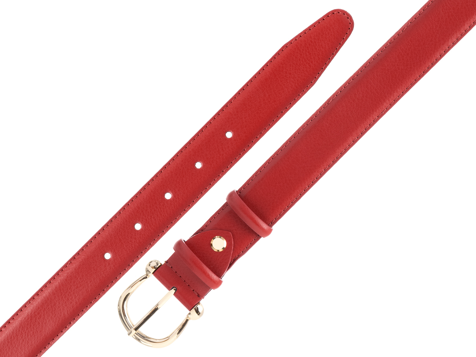 Кожаный красный женский джинсовый ремень B30-2055